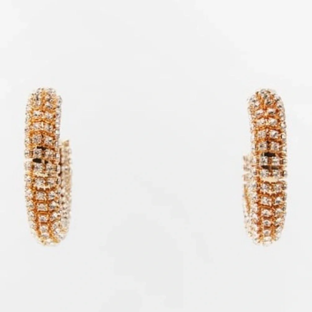 NWT. Zara Jewel Open hoop earrings with jewel appliqués.